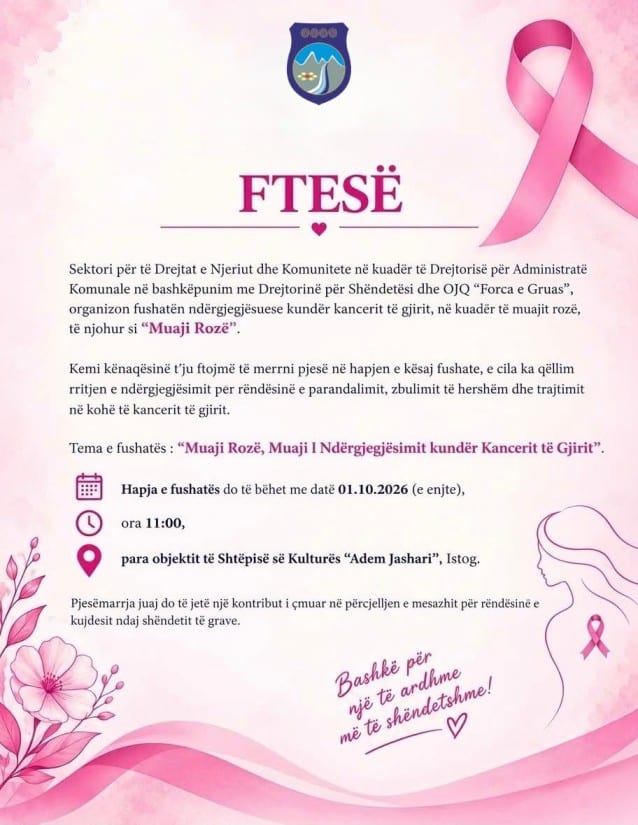 Muaji Tetor, Muaji i Ndërgjegjësimit kundër Kancerit të Gjirit